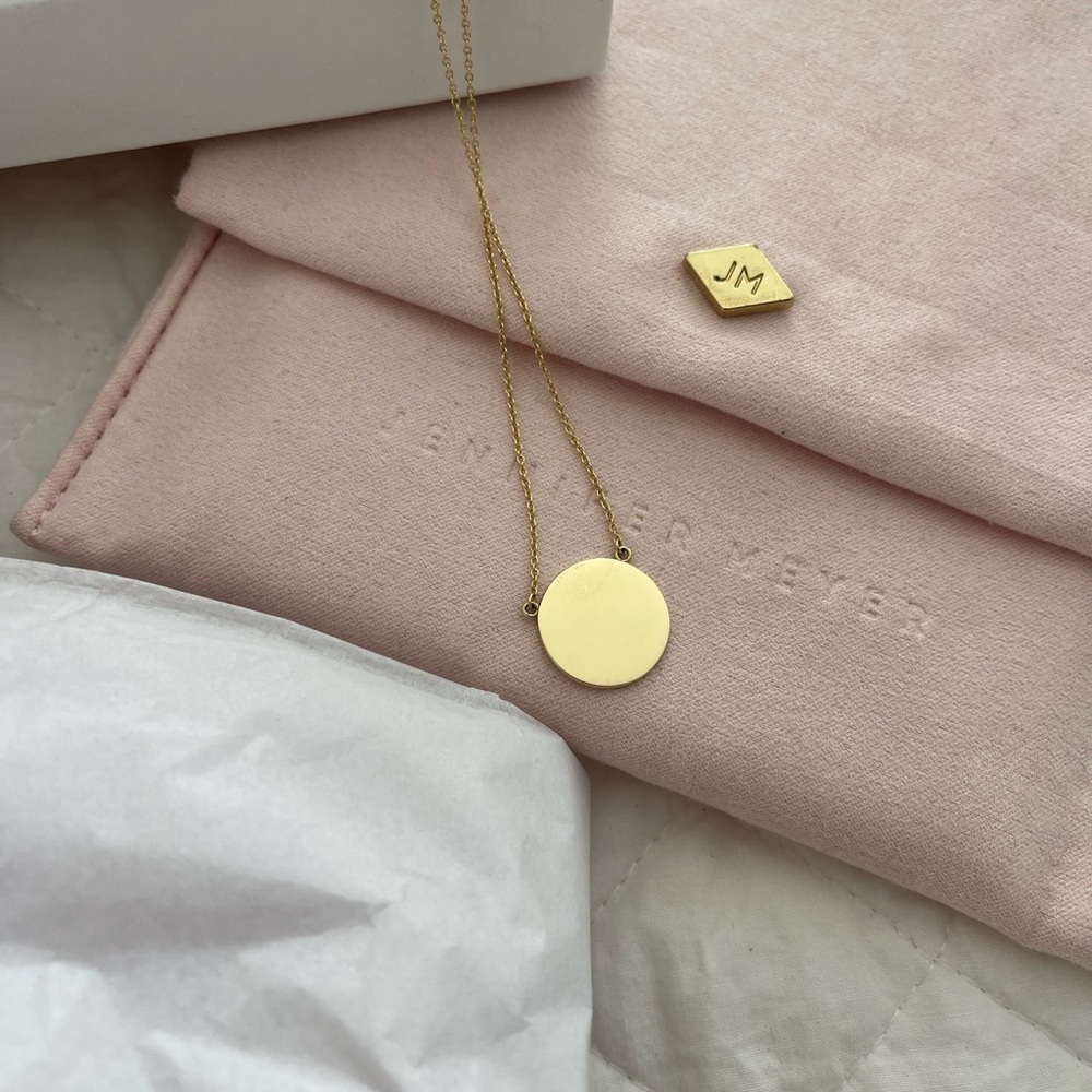 Jennifer Meyer Diamond Yellow Gold Initial E Pendant Necklace w/ orig packaging - Picture 9 of 9